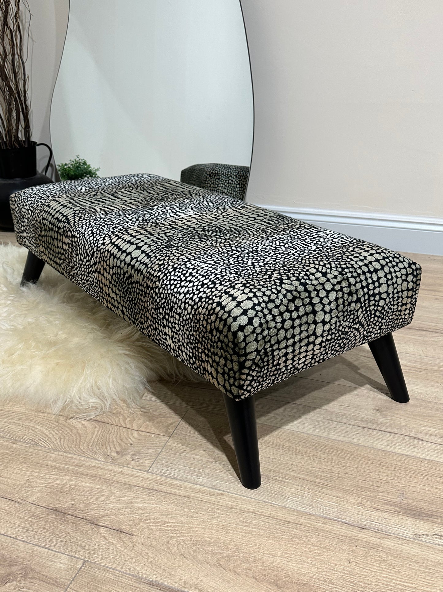 Footstool animal print back luxury  pouffe footrest
