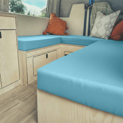 Bespoke Aqua Motorhome Seat Cushions
