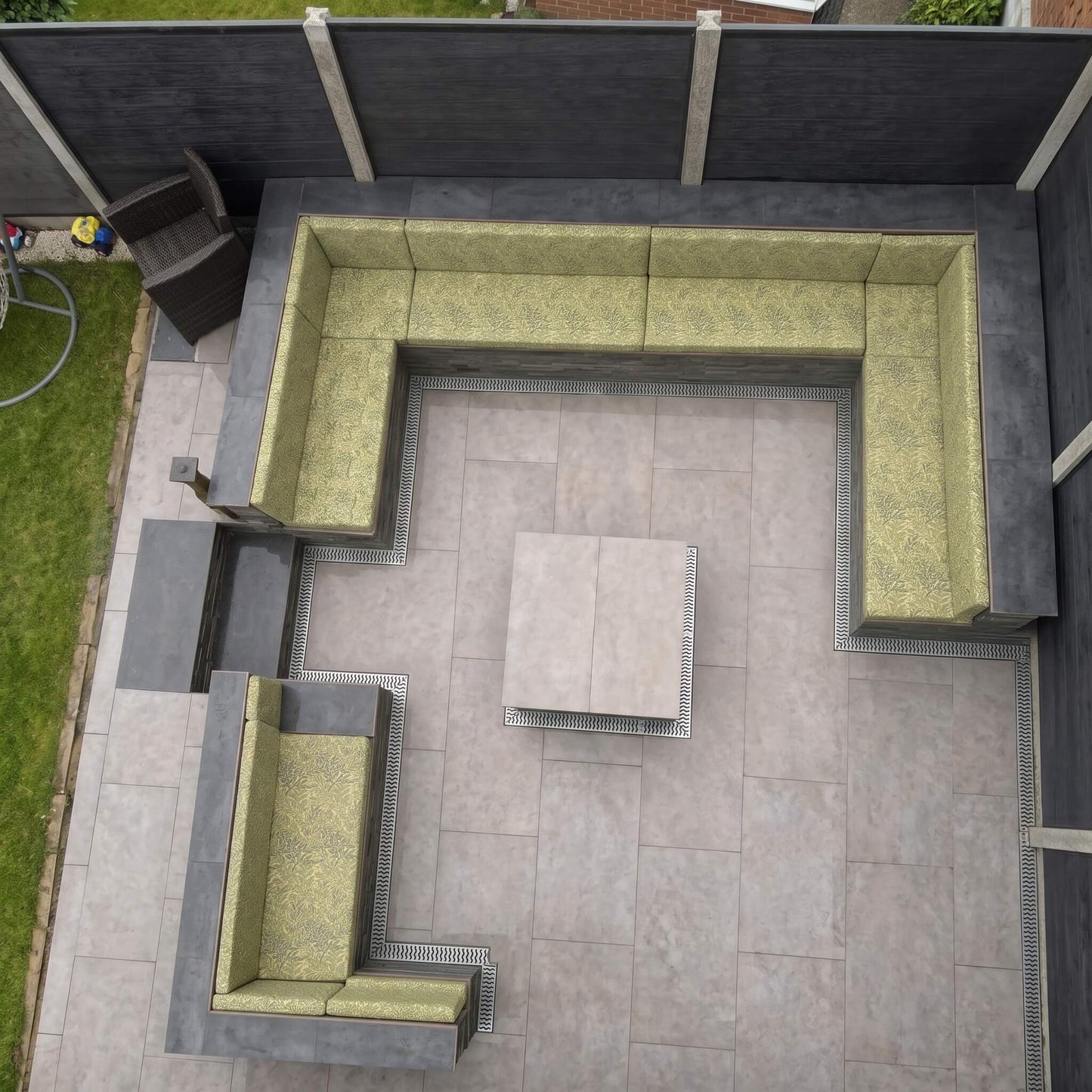 Bespoke Outdoor Seating Cushions With Contemporary Pattern and Zipped Covers