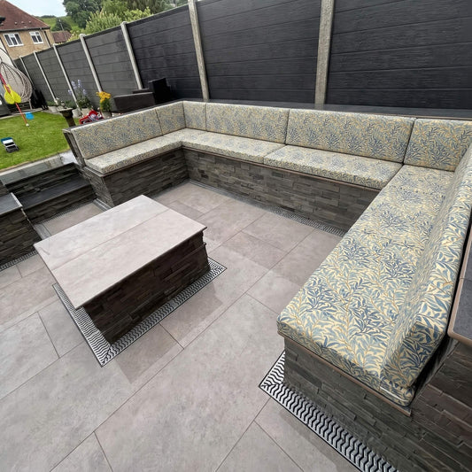 Bespoke Waterproof Corner Sofa Garden Cushions with Premium Canvas Fabric