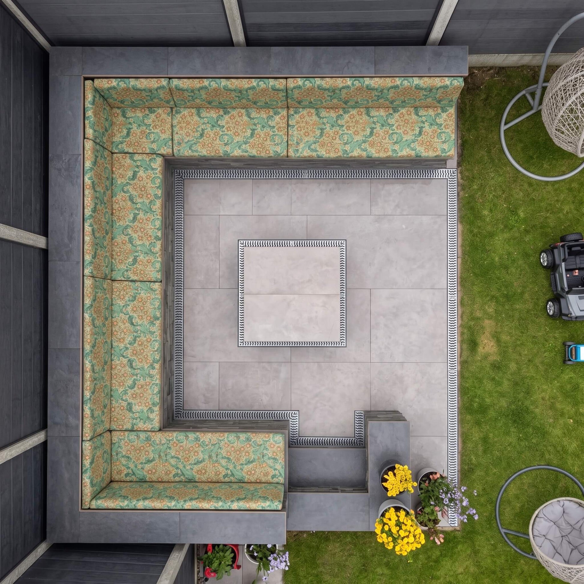 Bespoke customisable garden furniture cushions designed for outdoor seating comfort and support
