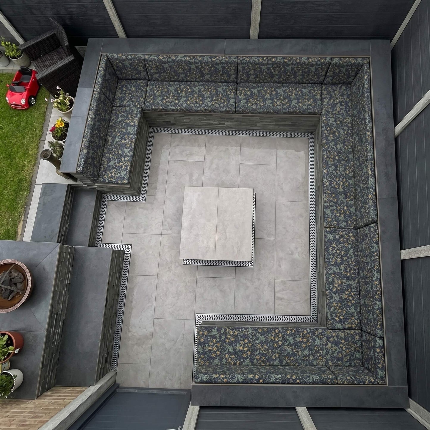 Bespoke garden seating cushions featuring supportive foam filling and weather resistant design

