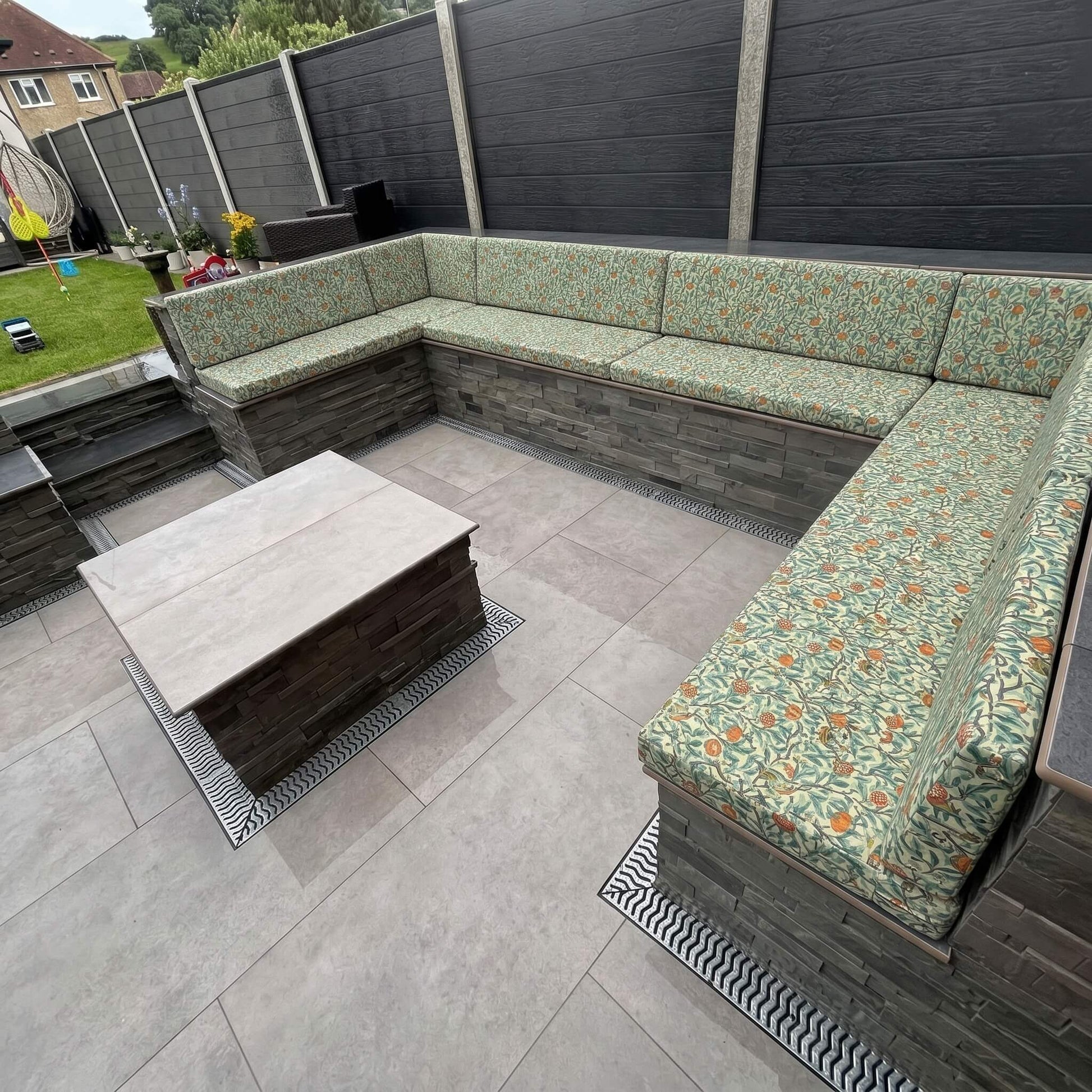 Bespoke waterproof garden furniture seating cushions with premium canvas fabric