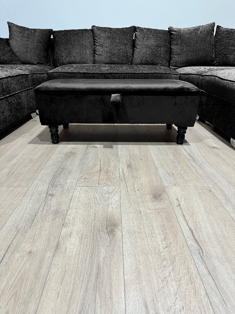 Black Ottoman Plain Storage Bench | Black Bedroom Ottoman & Pouffe