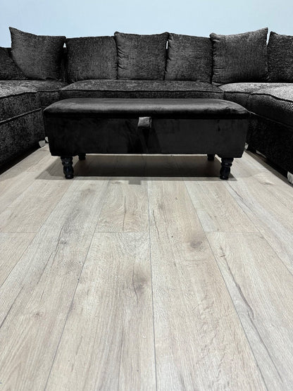 Black Ottoman Plain Storage Bench | Black Bedroom Ottoman & Pouffe