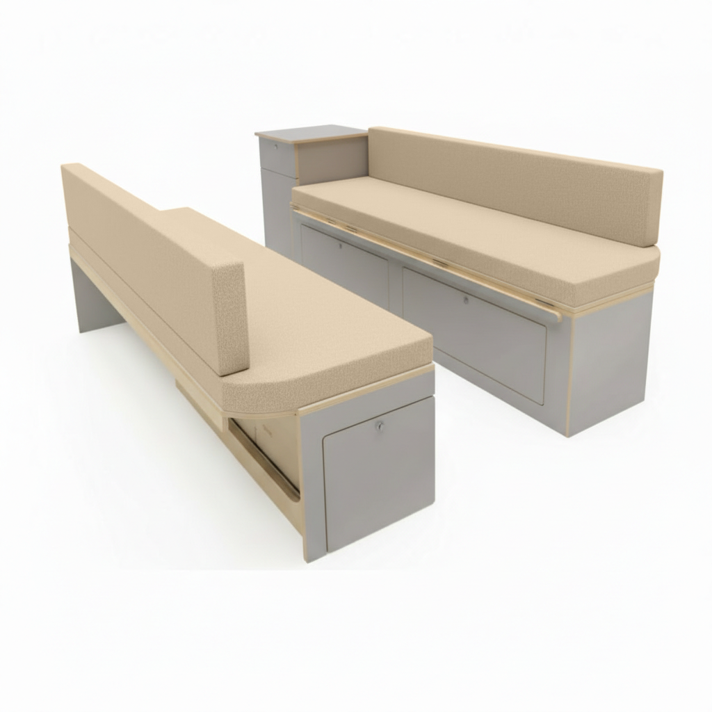 Champagne durable fabric interior for modern Campervan
