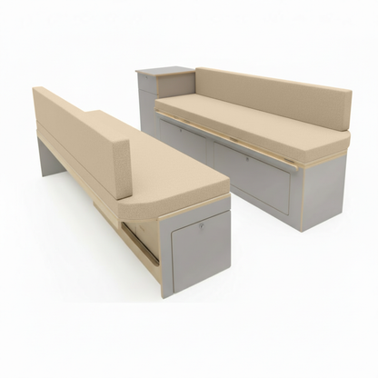 Champagne durable fabric interior for modern Campervan
