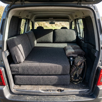 Citroen Berlingo campervan interior cushion set featuring precision cut HR50 foam designed for comfort focused van life sleeping system