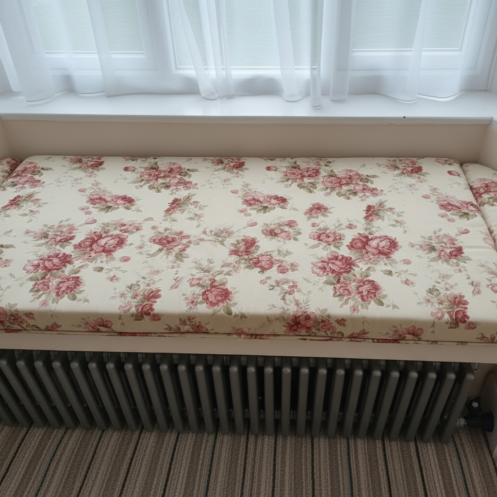 Classic designer 3-piece angled bay window cushion set for elegant indoor seating