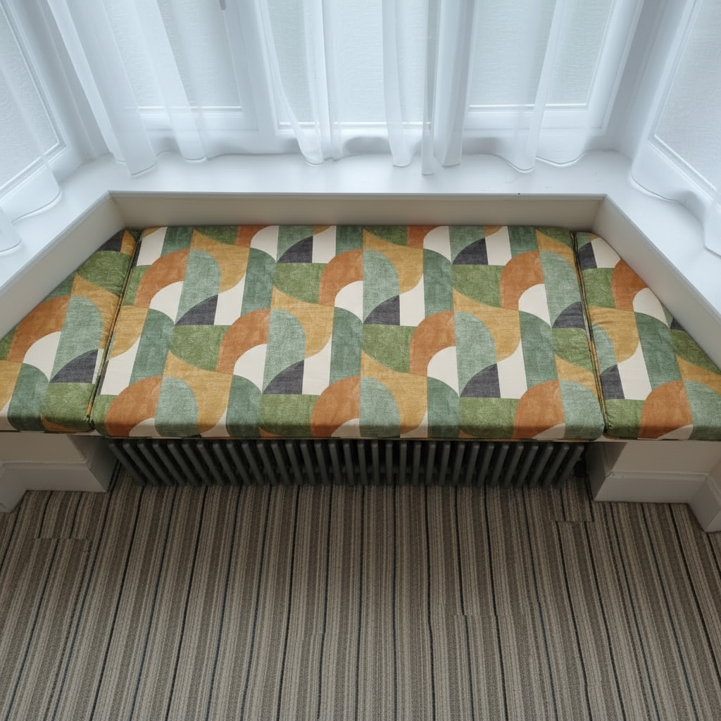 Contemporary 3-piece angled bay window cushion set for modern indoor seating