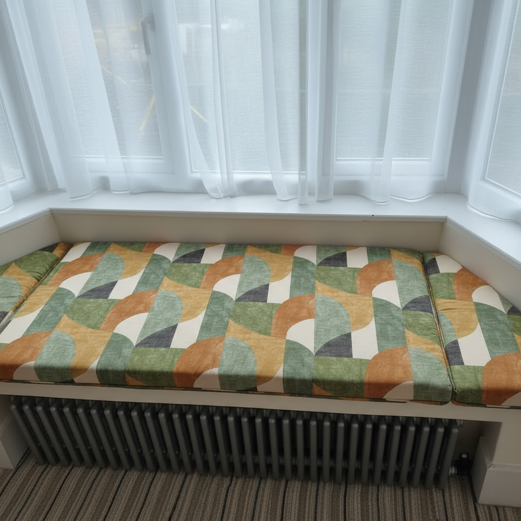 Contemporary 3-piece angled bay window cushion set for modern indoor seating