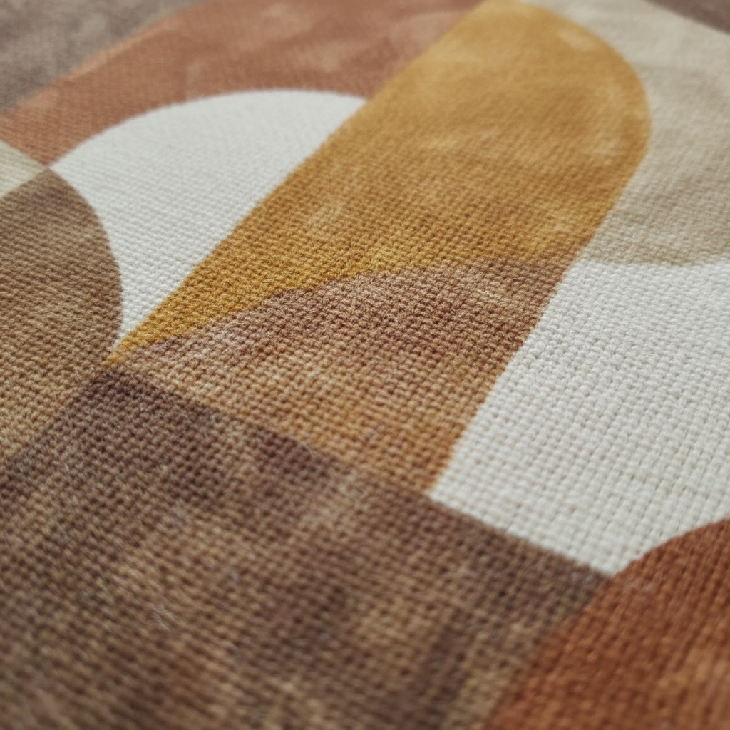 Contemporary woven fabric texture on custom window seating upholstery