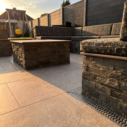 Custom made outdoor seating cushions designed for garden furniture with high-density foam comfort
