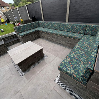 Custom made waterproof conservatory seating cushions with premium canvas fabric and high-density foam