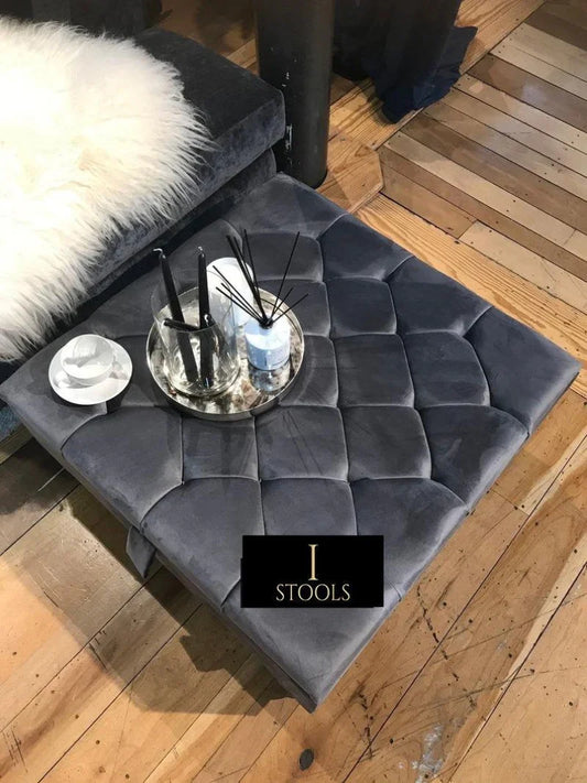 Square dark grey Ottoman with Storage