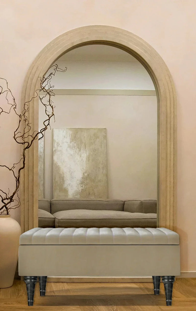 Champagne Lusso Deep Panel Ottoman storage   