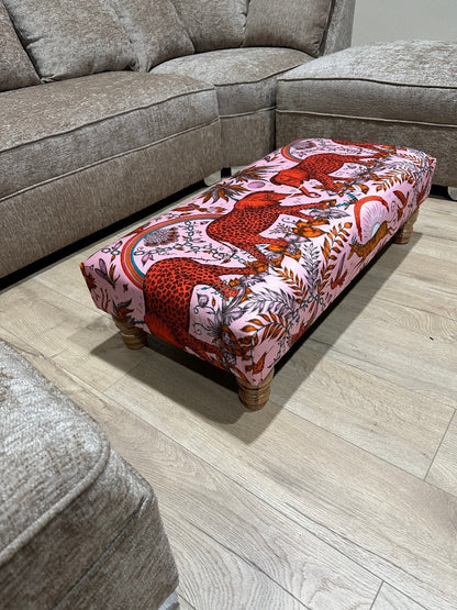 PREMIUM PINK PRINTED ELEPHANT Handmade footstool