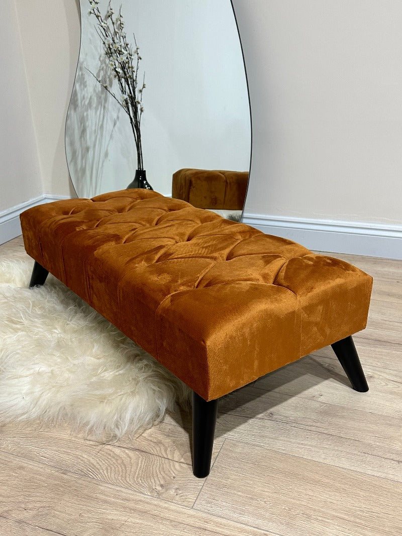 PREMIUM BURNT ORANGE VELVET Ottoman footstool