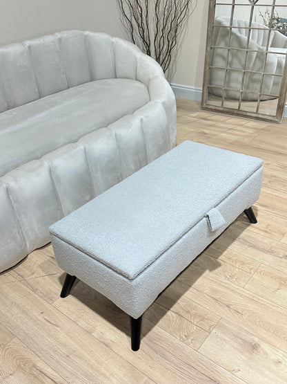 PREMIUM pale grey storage Bench seat coffee table