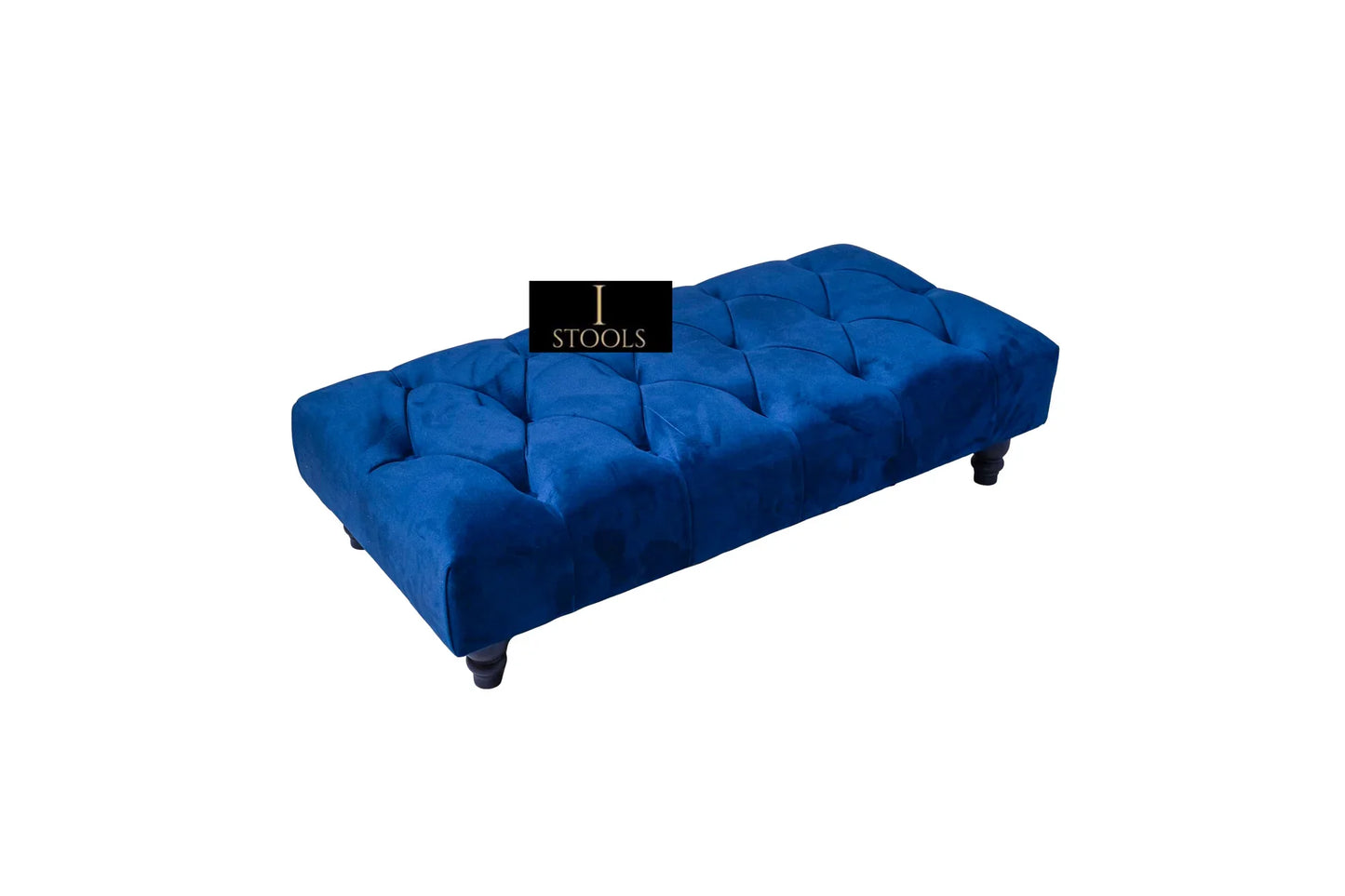 Blue Chesterfield Footstool | Velvet matching Buttoned Coffee Table