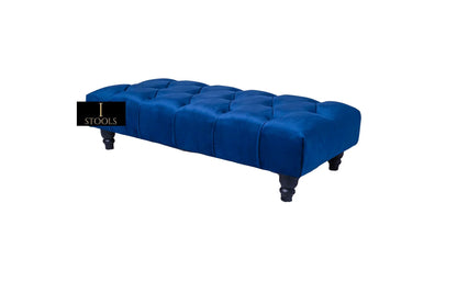 Blue Chesterfield Footstool | Velvet matching Buttoned Coffee Table