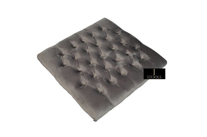 Square Grey Cushioned Footstool 