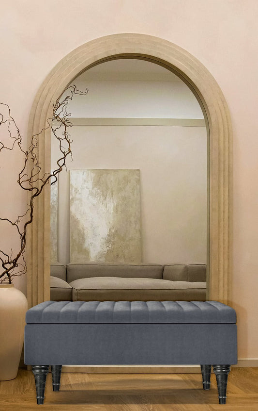 Dark dark Grey Lusso Deep coffee table Panel Ottoman storage   