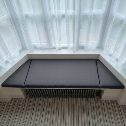Dark Grey fabric with box edge and piping detail