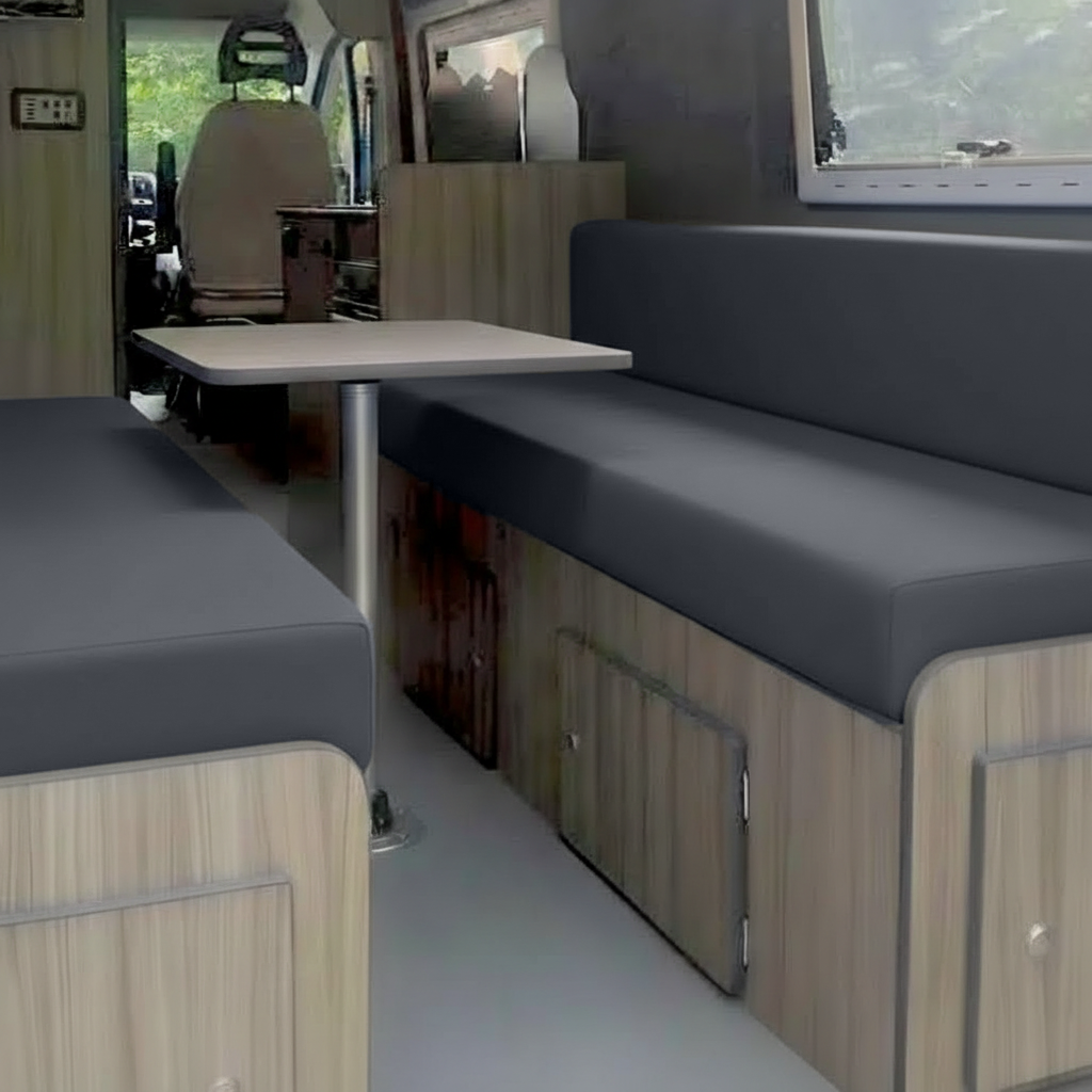 Dark Grey motorhome seating upholstery bespoke fit
