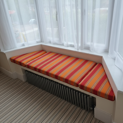 Designer 3-piece trapezoid bay window cushion set for angled indoor seating
