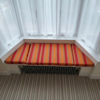 Designer 3-piece trapezoid bay window cushion set for angled indoor seating