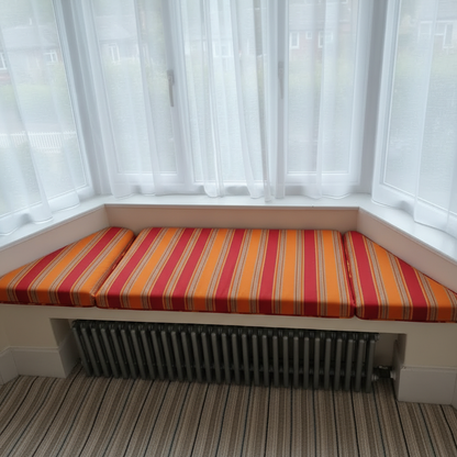 Designer 3-piece trapezoid bay window cushion set for angled indoor seating