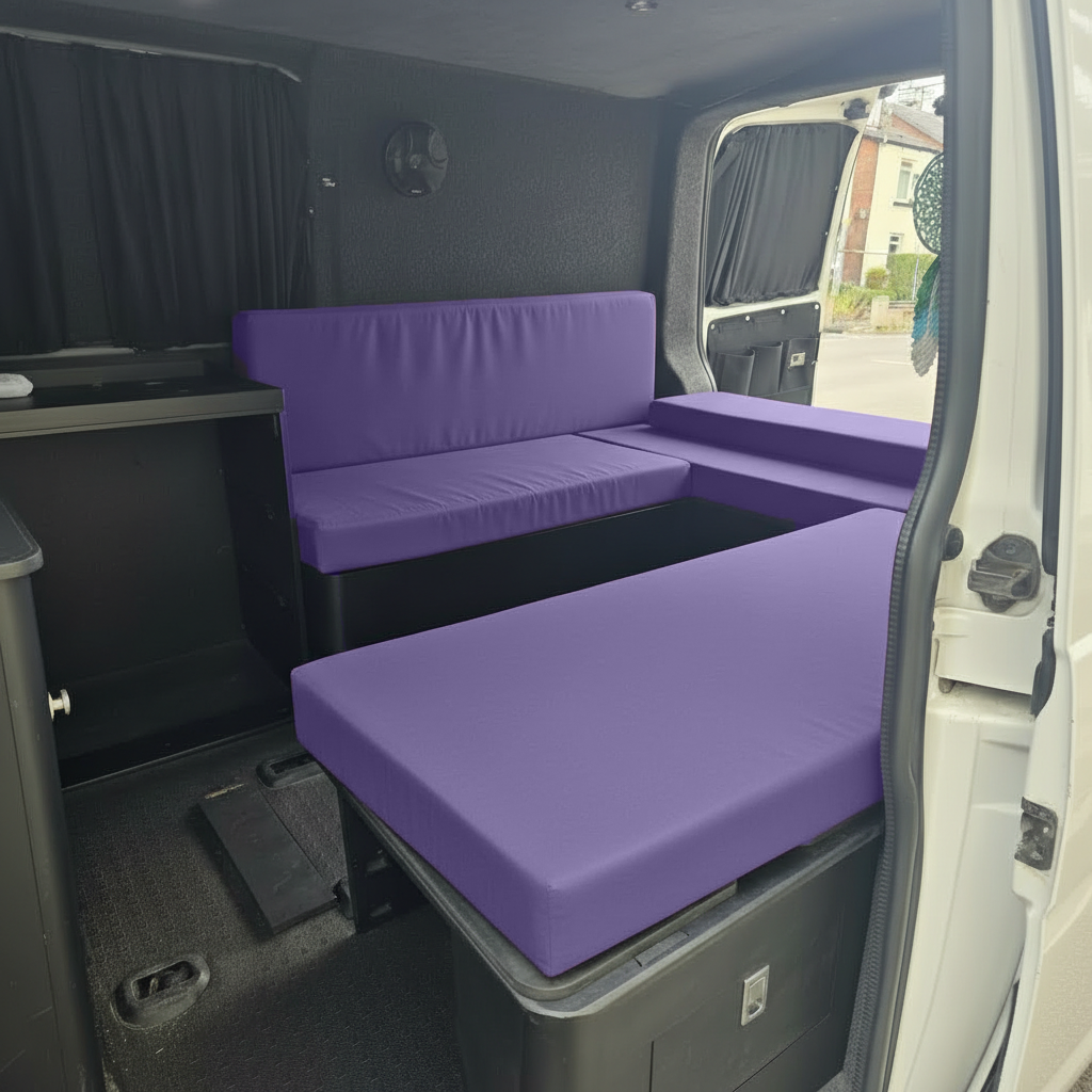 Durable purple fabric for van life
