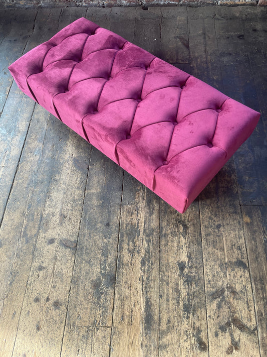 Maroon storage Ottoman made to measure