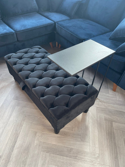 Black steel side table coffee table