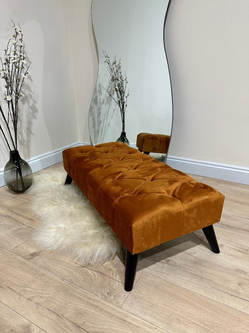 PREMIUM BURNT ORANGE VELVET Ottoman seat 