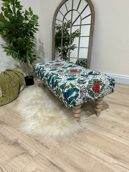 GREEN FLORAL Footrest