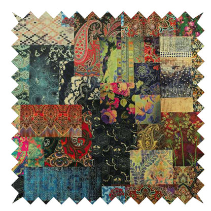 Pattern multicolour velvet floor seating