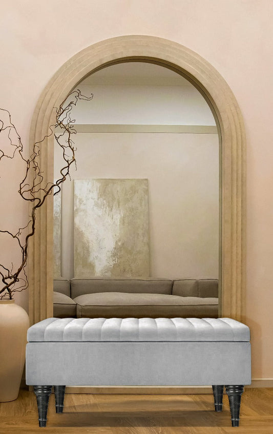 Silver Lusso Deep Panel Ottoman storage   