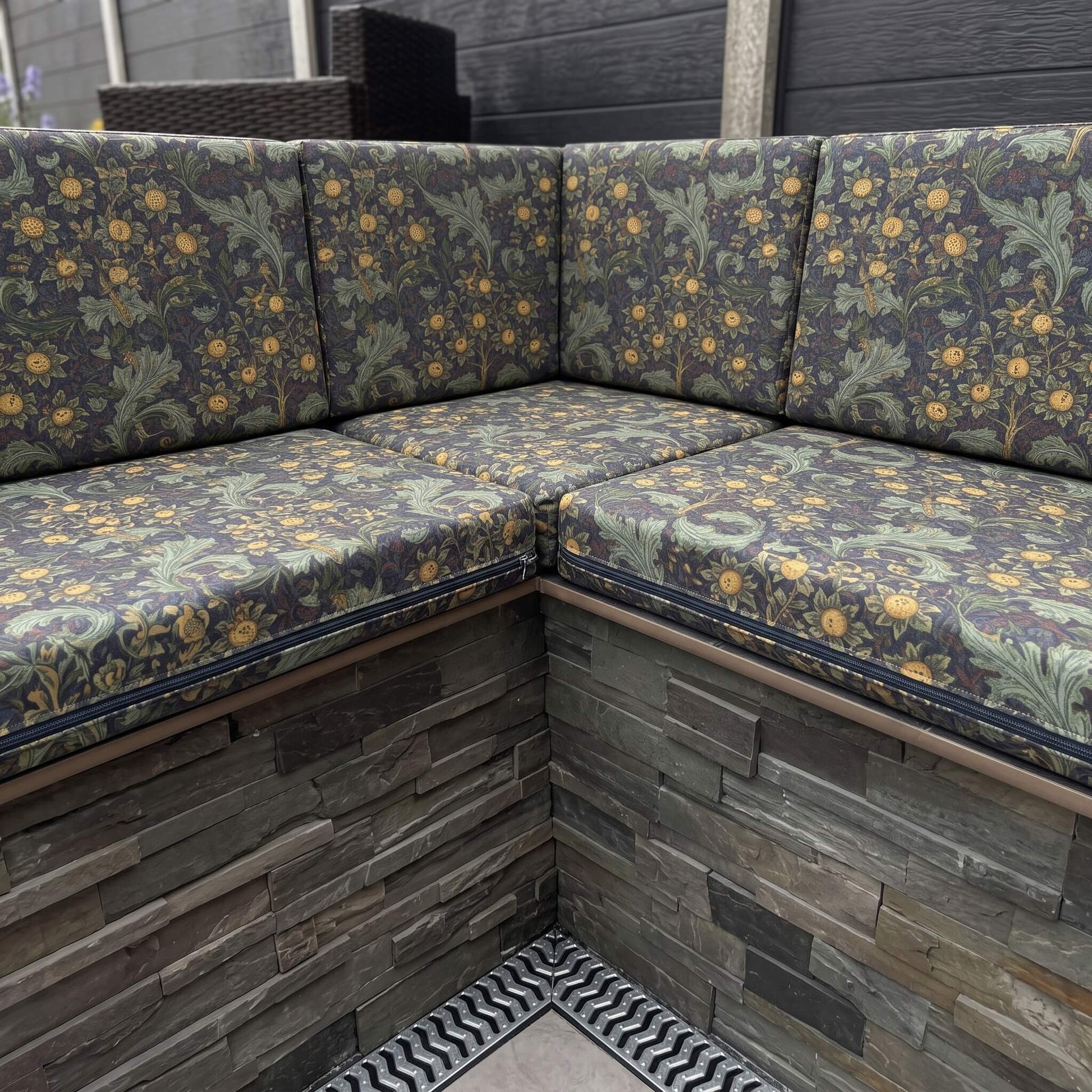 Heavy-duty zipped cover outdoor cushions designed for outdoor garden seating
