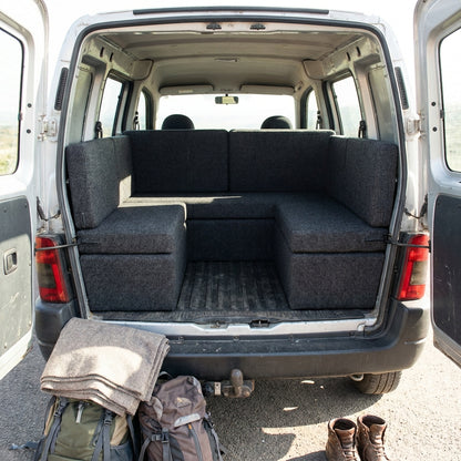 High-resilience camper van foam cushions tailored for Citroën Nemo interior conversion layout UK handmade