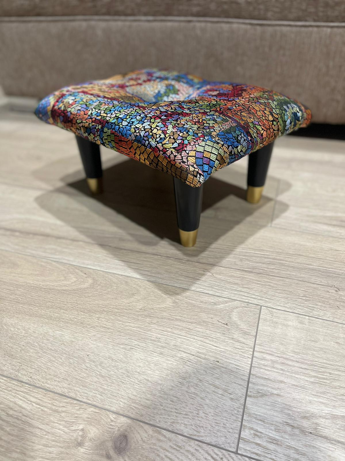 Small stained glass footrest pouffe