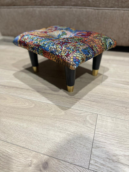 Small stained glass footrest pouffe