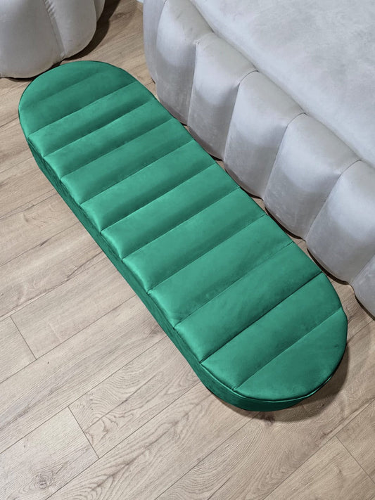 Olivia green Coffee Table Bench, line panel storage Footstool seat