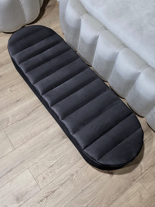 Olivia black Coffee Table Bench,line panel lid storage Footstool seat