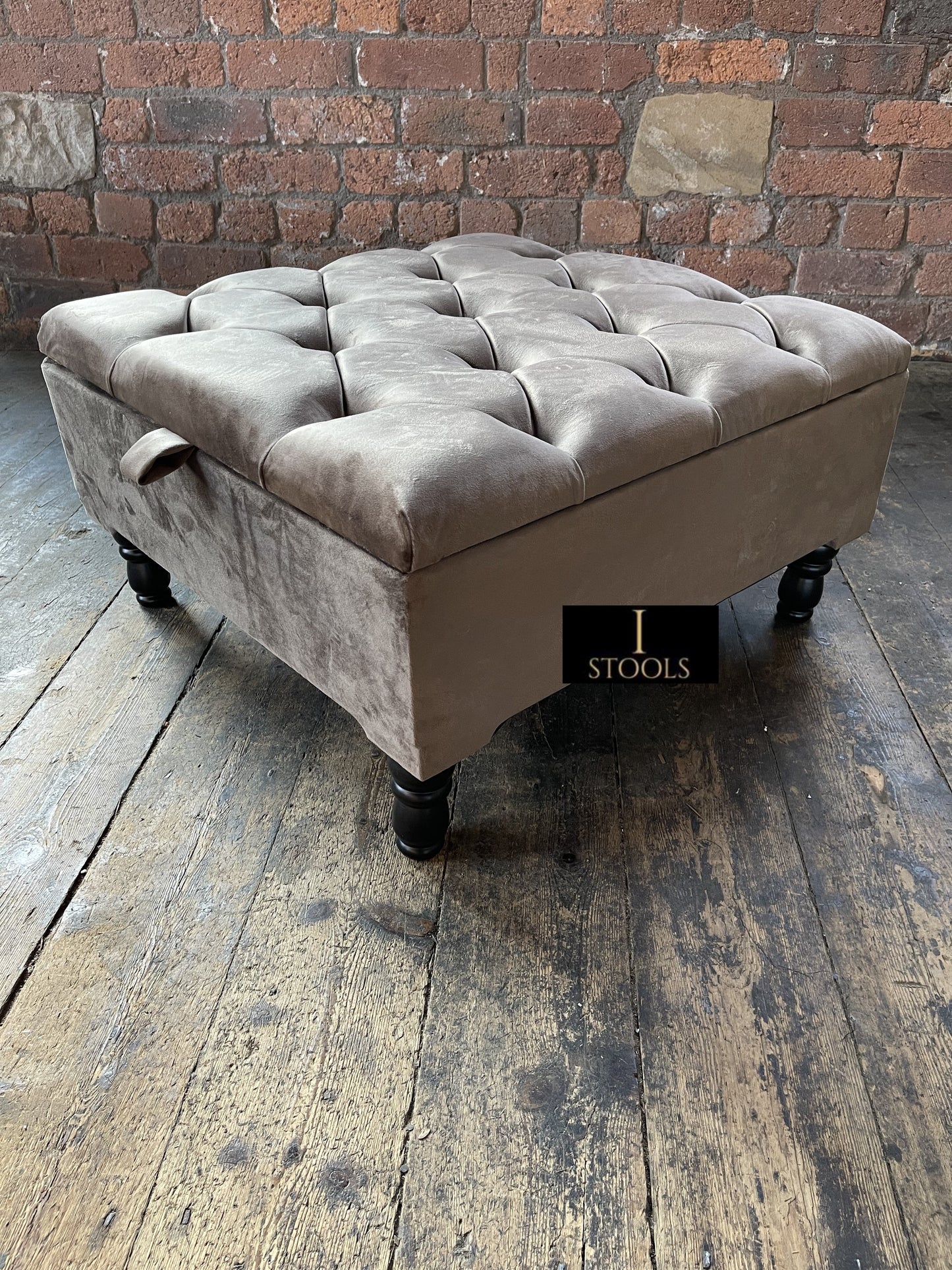 Pebble colour Square Ottoman Storage | Sand Ottoman Storage Bench