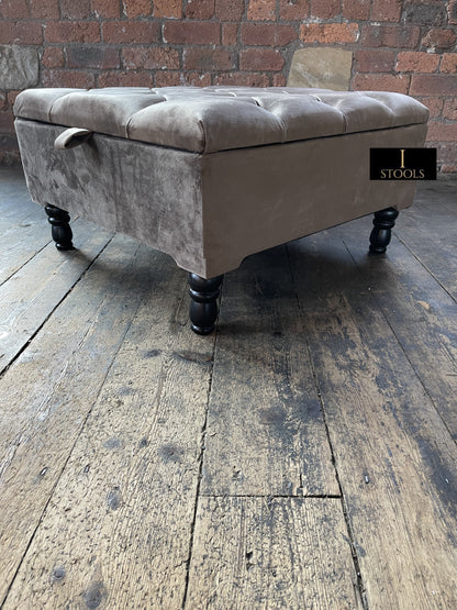 Pebble colour Square Ottoman Storage | Sand Ottoman Storage Bench