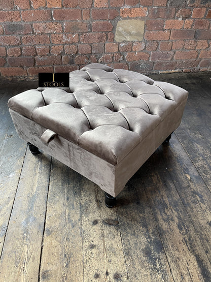 Pebble colour Square Ottoman Storage | Sand Ottoman Storage Bench