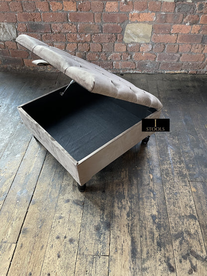 Pebble colour Square Ottoman Storage | Sand Ottoman Storage Bench