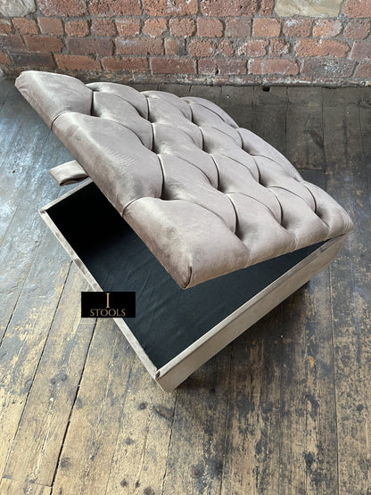 Pebble colour Square Ottoman Storage | Sand Ottoman Storage Bench